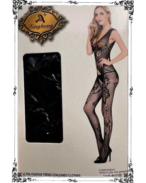 Small Flower Pattern Full Body Stocking for Women (8906)