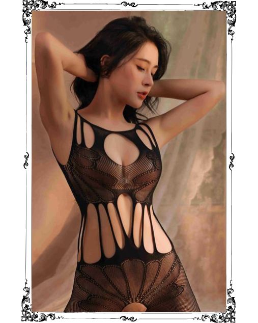 Girls Club One‑Piece Hollow Net Full Body Stocking