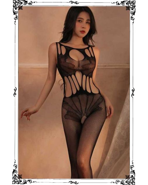 Girls Club One‑Piece Hollow Net Full Body Stocking