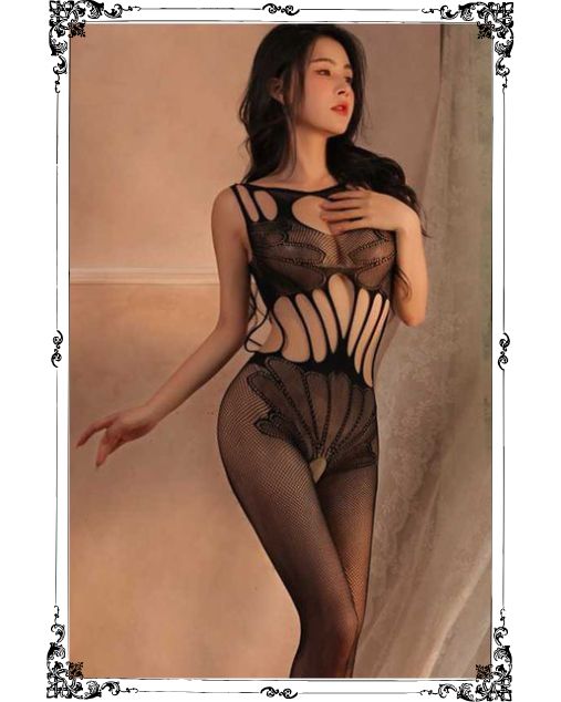 Girls Club One‑Piece Hollow Net Full Body Stocking