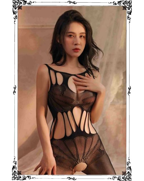 Girls Club One‑Piece Hollow Net Full Body Stocking