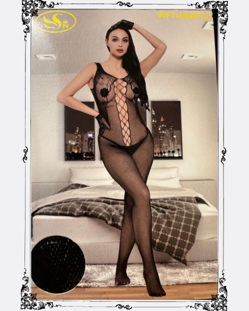 Front Criss Cross Design with Back Hole Full Body Stocking