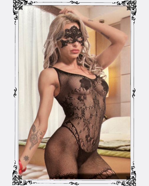 Flowery Pattern with Leg Geometry Design Full Body Stocking