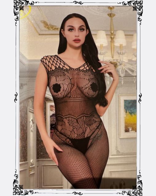 Front and Back Box Design Body Stocking for Young Woman