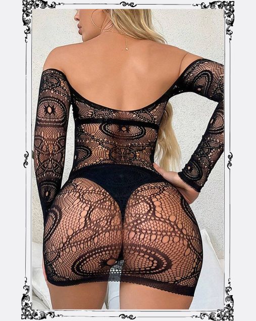 Drop Down Shoulder Elegant Pattern Half Body Stocking (2307)
