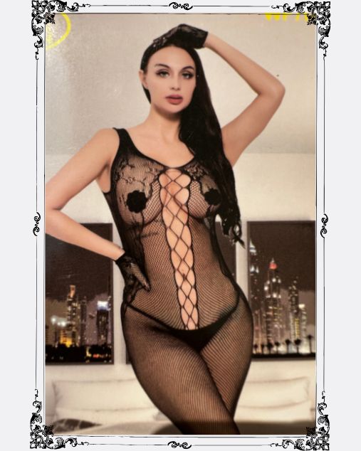 Front Criss Cross Design with Back Hole Full Body Stocking