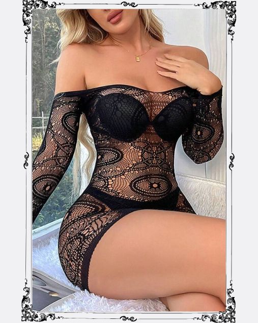 Drop Down Shoulder Elegant Pattern Half Body Stocking (2307)