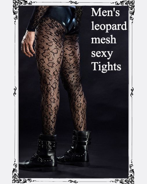 Leopard Print Mesh Tights Stockings for Men