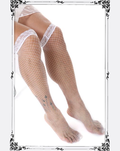 Men’s Lace Welt Fishnet Knee Length Leg Stockings