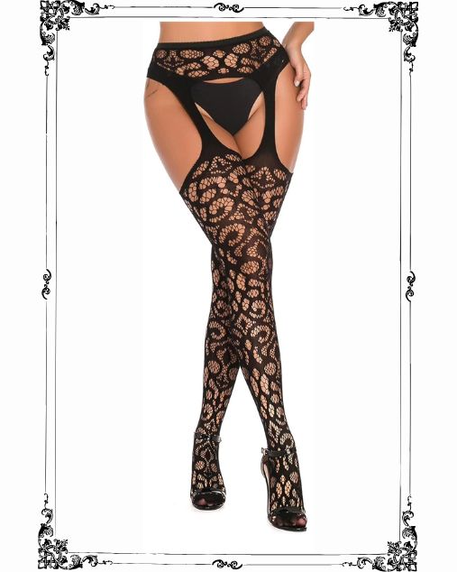 Fishnet Thigh for Women with Garter Belt Set & Suspender Pantyhose