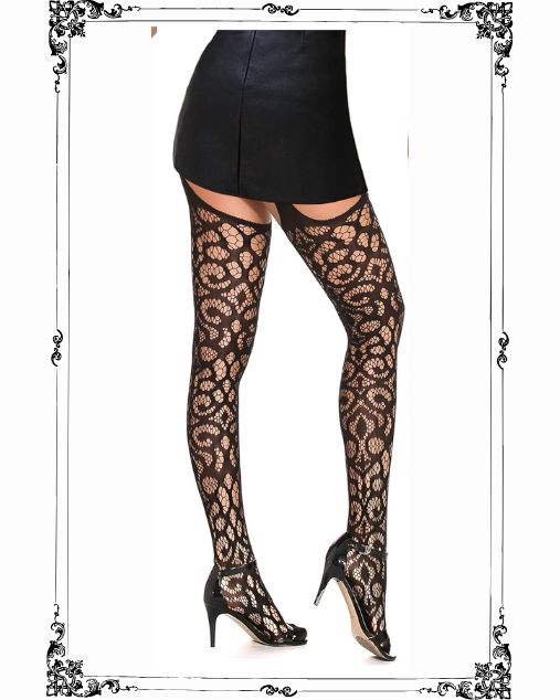 Fishnet Thigh for Women with Garter Belt Set & Suspender Pantyhose