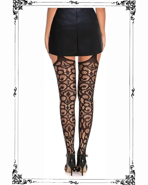 Fishnet Thigh for Women with Garter Belt Set & Suspender Pantyhose