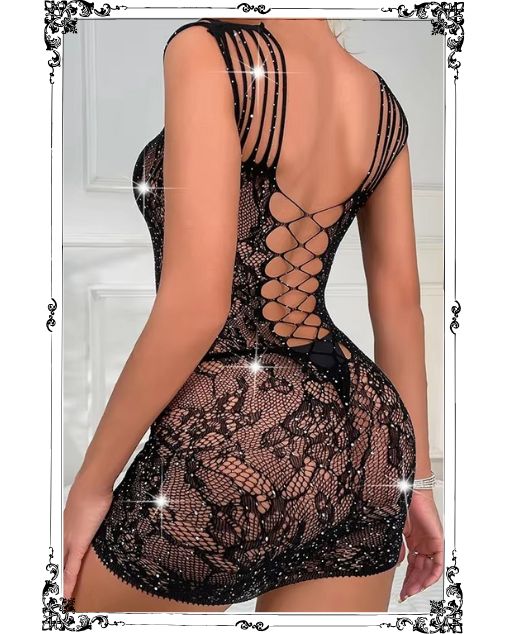 Sheer Rhinestone Half Body Stocking for Women