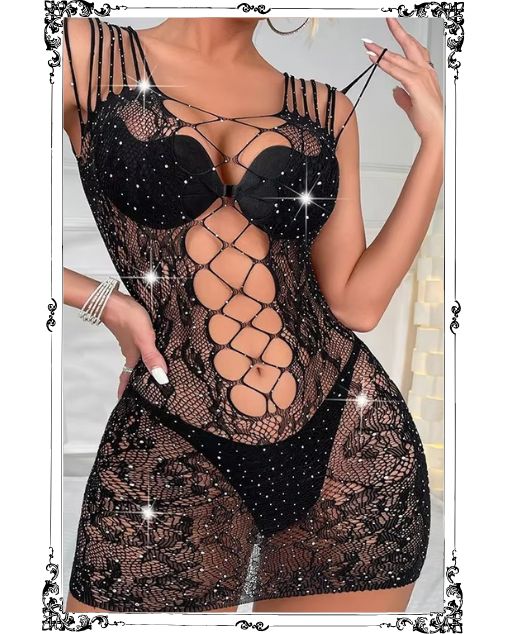 Sheer Rhinestone Half Body Stocking for Women