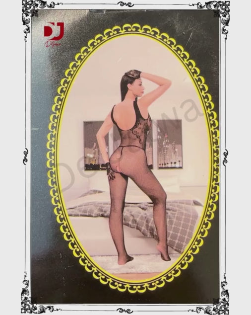 Front Criss Cross Design with Back Hole Full Body Stocking